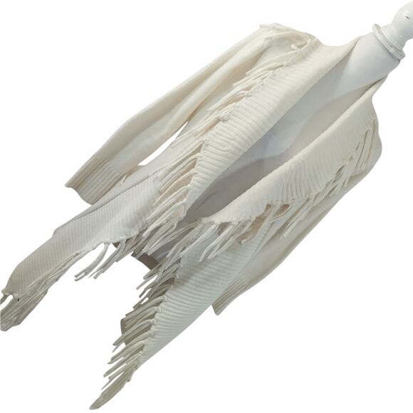 7TH AVENUE! VANILLA CREAM FRINGED, FINELY KNIT, POCKETED CARDIGAN SWEATER! SZ XS - Picture 12 of 12